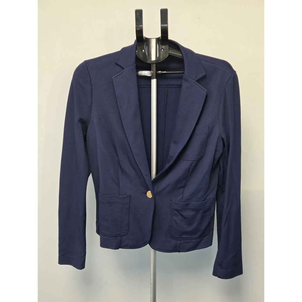 Lauren Ralph Lauren Blazer Navy Blue Sweater Knit Cardigan Women Med Gold Button